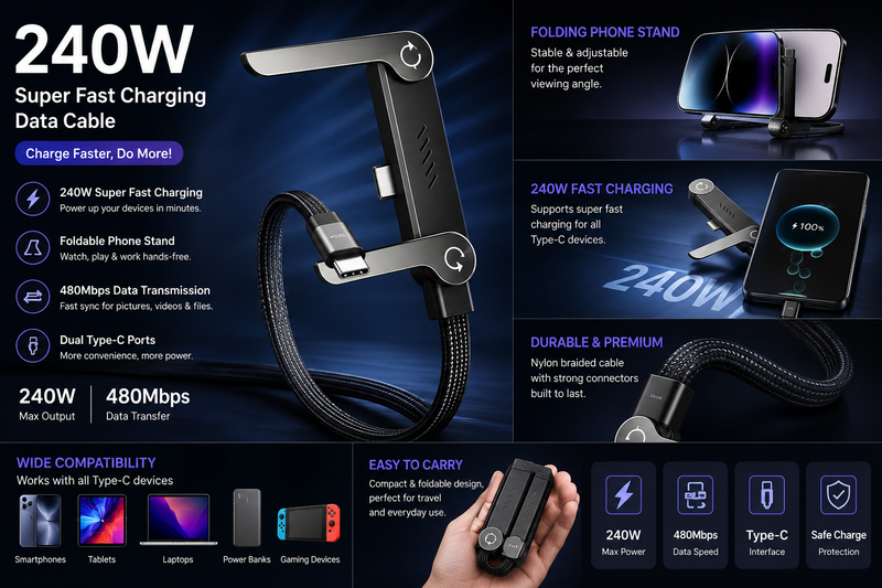240W Foldable Fast Charging Cable