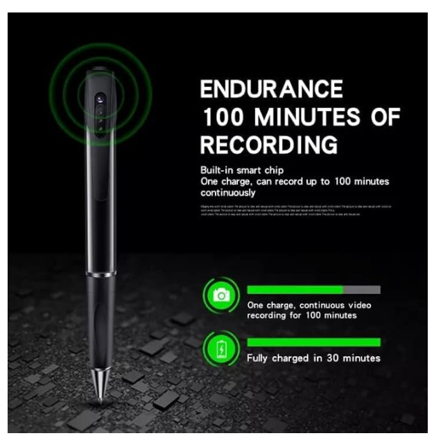 Zinzo HD Spy Camera Pen – 1080P Hidden Camera Pen with Audio Recording & USB Charging